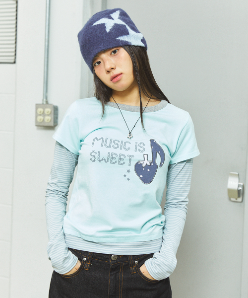 W STRAWBERRY LAYERED LS TEE MINT(CV2FFFT551A)