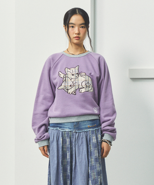 W ANGEL CATS SWEATSHIRT PURPLE(CV2FFFM441A)