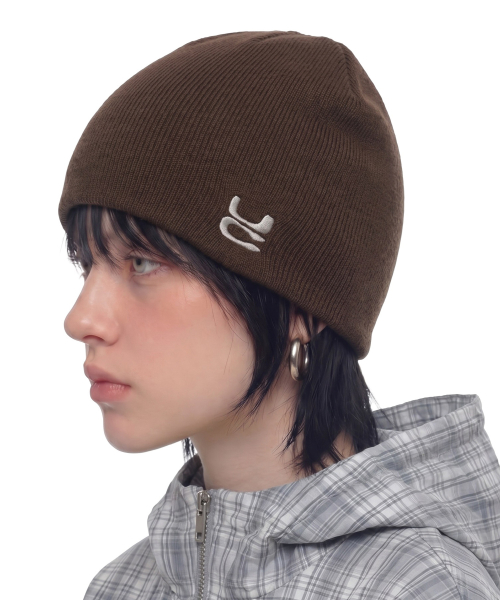 사계절 코튼 슬림핏 얇은 니트 로고 자수 솔리드 남녀공용 모자 BEANIE / UC / NO CUFF / BROWN