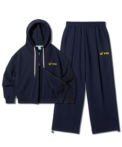 Оверсайз худи на молнии с начесом + спортивные штаны, Navy