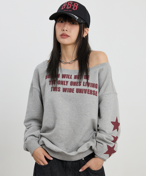 Свитшот с открытыми плечами Three Star Grey