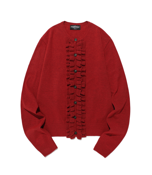 FRILL KNIT CARDIGAN_RED(NG2FFFK682A)