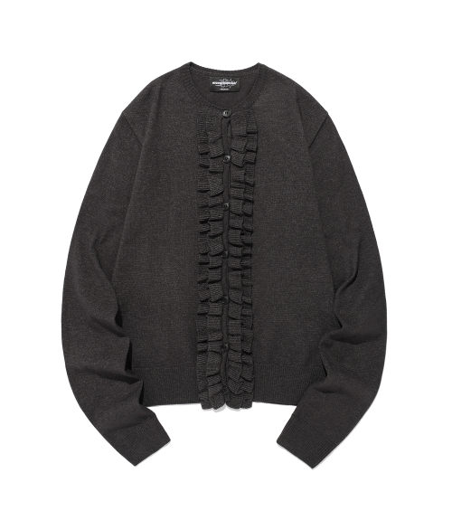 FRILL KNIT CARDIGAN_CHARCOAL(NG2FFFK682A)