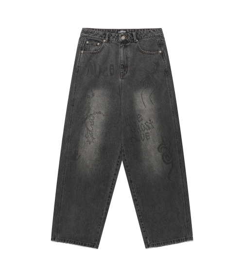 DOODLE GRAPHIC WIDE JEANS_GREY(NG2FFUD110A)