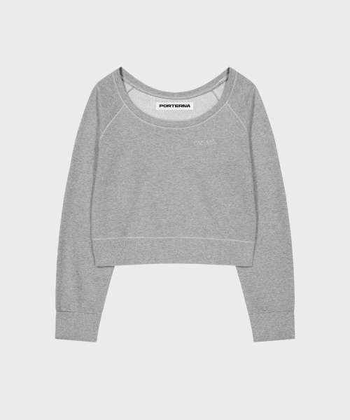 Off-shoulder reverse loop свитшот-меланж серый