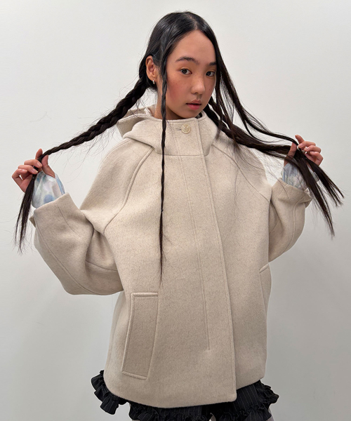 Hooded Half Coat [Oatmeal]