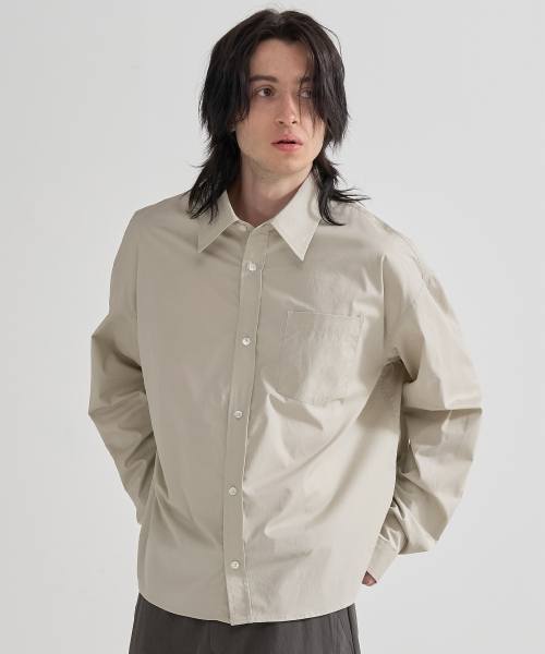 Укороченная однотонная рубашка (Sand Beige)