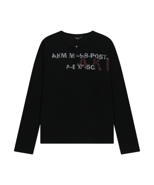 トップス AAKAM Waffle Henry Neck Long SleeveBlack MUSINSA | AAKAM Waffle Henry Neck Long Sleeve (Black)