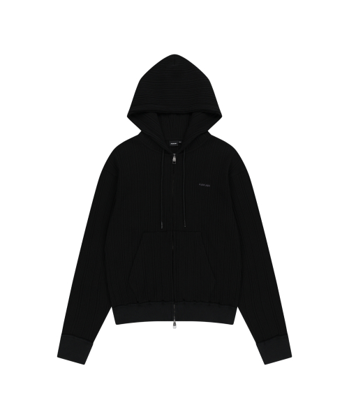 解凍されたジップ-アップパーカー (ブラック)