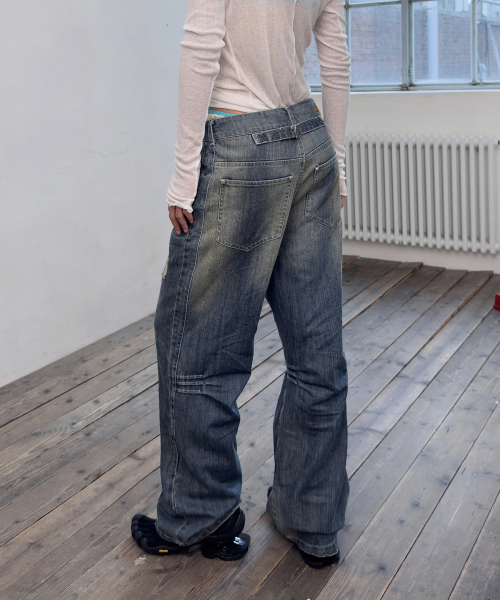 Cinch back curved джинсы-синий