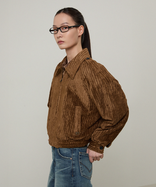 Вельветовый бомбер Carla из хлопка (Camel)