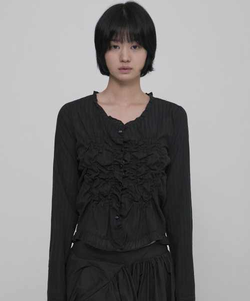 Saya frill puff long блузка (fl-190_black)