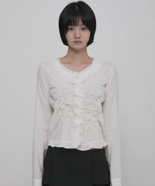 플레어업() Saya Frill Puff Long Blouse (FL-190_White) 상품 이미지