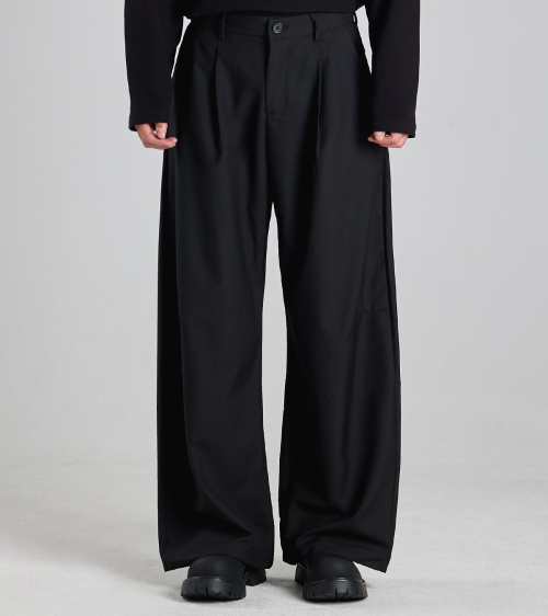 Классические широкие слаксы с одной складкой (Black)