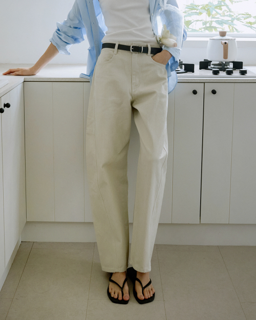 Round tomboy denim (cream)