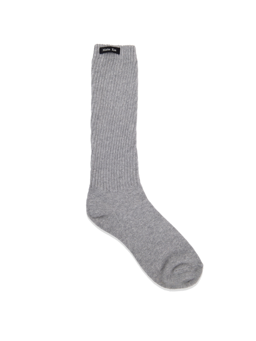SMALL LOGO POINT RIBBED SOCKS IN GREY