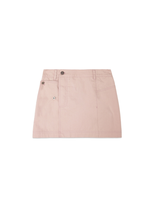 POCKET FOLDOVER WRAP MINI SKIRT IN INDIAN PINK