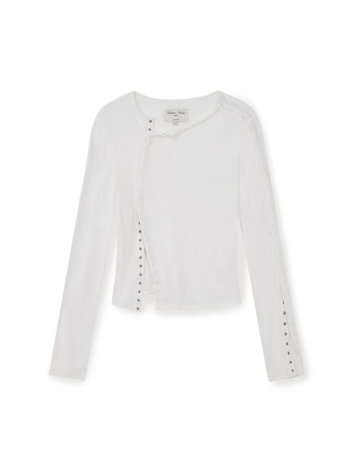 SNAP DETAIL SLIM TOP IN IVORY