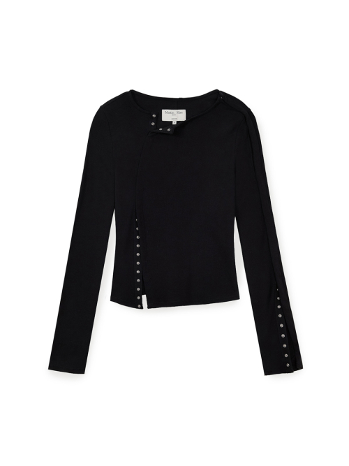 SNAP DETAIL SLIM TOP IN BLACK