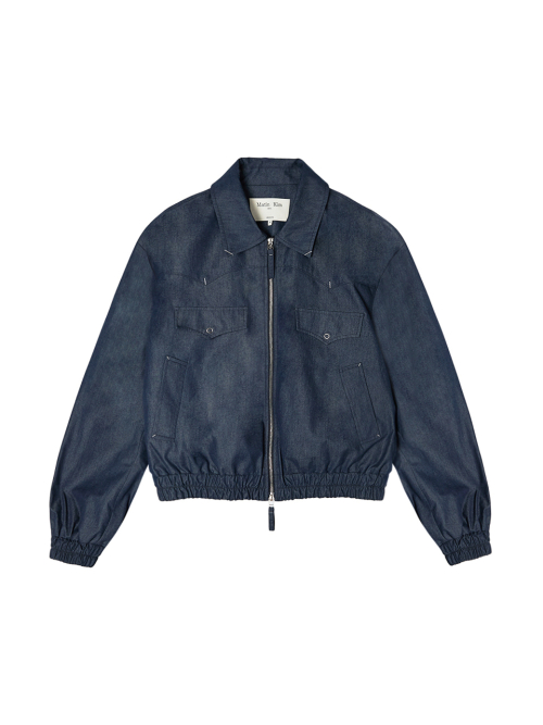 WESTERN DETAIL DENIM LIKE BLOUSON IN NAVY