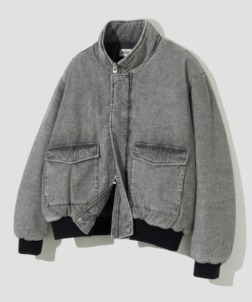 Вельветовый пуховик с эффектом варки [Grey]