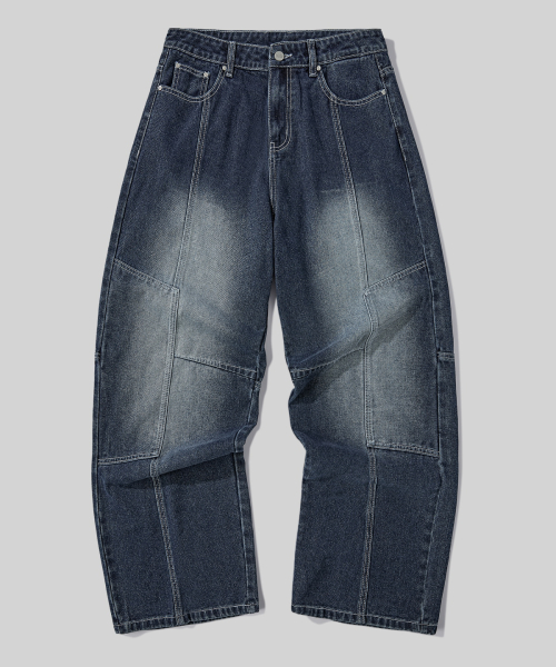 Широкие джинсы с разрезами Washed [Indigo]