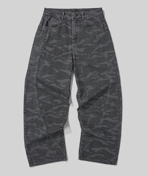 Широкие хлопковые брюки карго с изгибами [Charcoal]