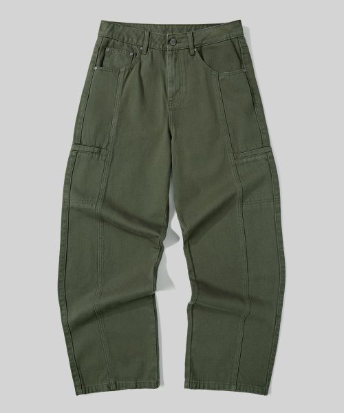 Широкие брюки твил с карманами Garment Dying [Khaki]