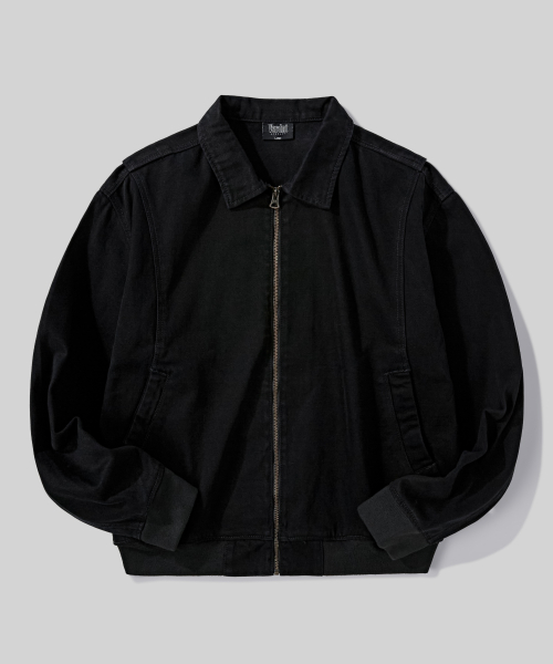 Garment Dyed тонкий полукроп блузон на молнии [Black]