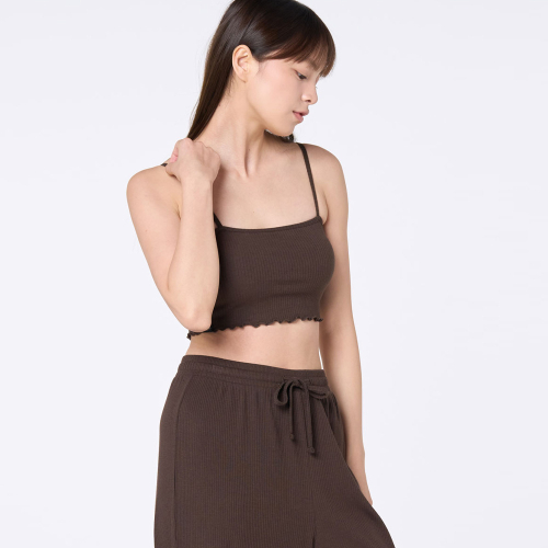 Мягкий топ-бра OZTB5050 с квадратным вырезом в рубчик - Mocha Brown