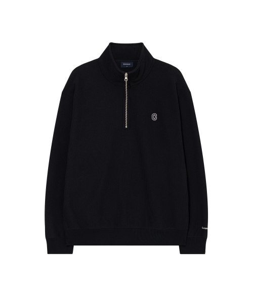 Вельветовая толстовка на молнии с маленьким логотипом C Dark Navy