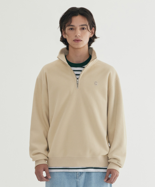 스몰 C 로고 코듀로이 하프집업 Butter