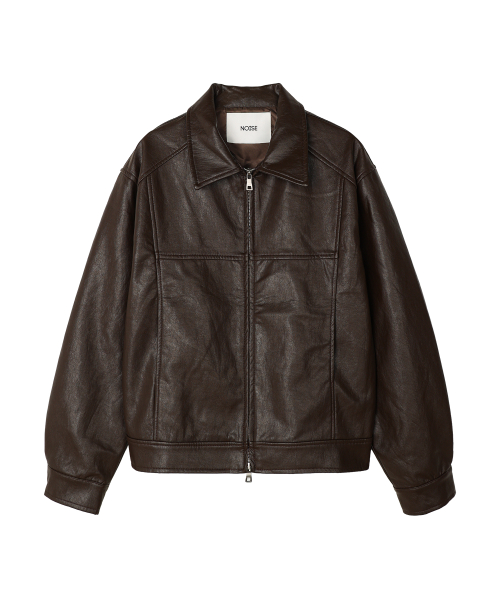MUSINSA | NOISE Synthetic Leather Two-Way Single Jacket - Brown