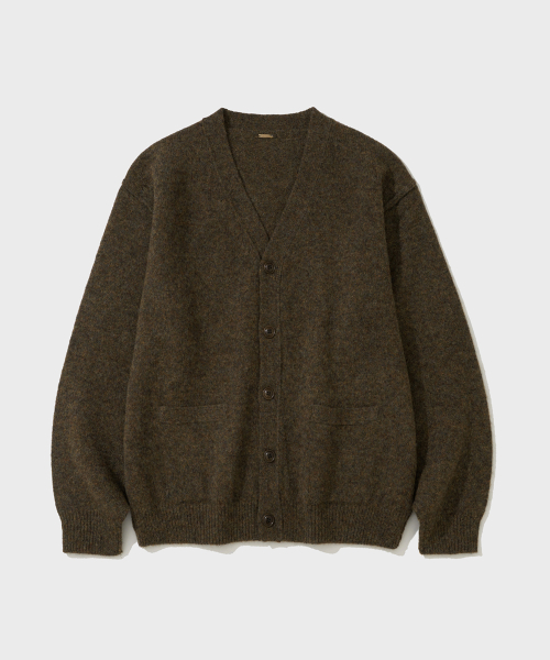 SHAGGY DOG REVERSE SEAM CARDIGAN (BROWN)