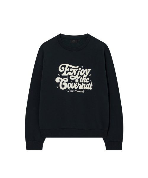 Женский оверсайз свитшот с начесом Enjoy (Dark Navy)