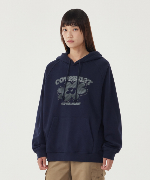 Женское оверсайз худи с клевером Dark Navy
