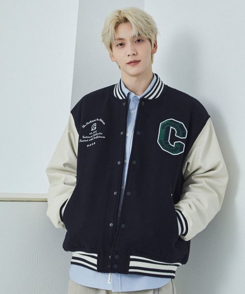Шерстяной бомбер Letterman Dark Navy