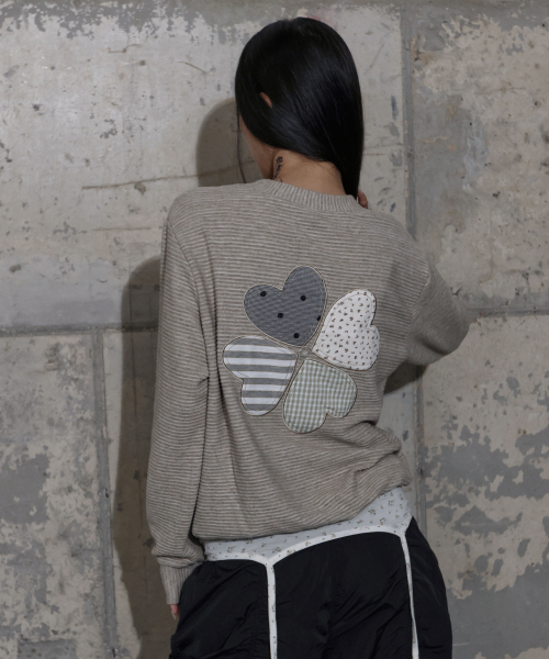 CLOVER PATCHWORK CARDIGAN (BEIGE) F25ZA008