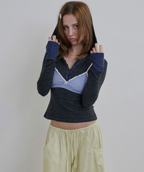 Heather Hoodie Tee Charcoal