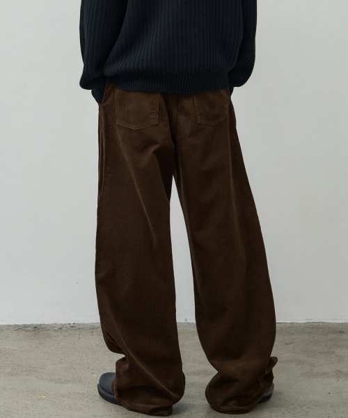 вельветовые брюки Fold Layer Semi Wide (BROWN)