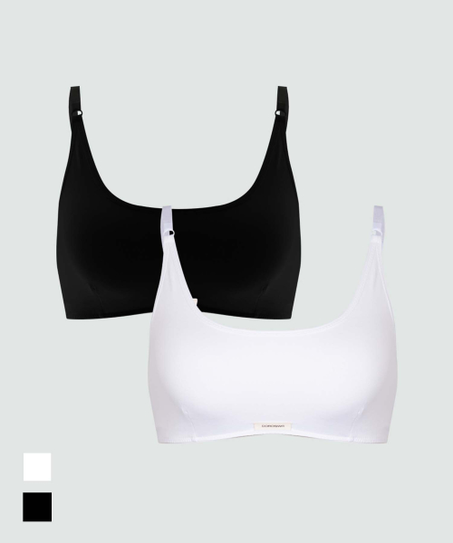 [2PACK] Minimal Garments Solid Cotton Bralette_2colors