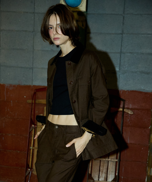 Куртка-чоре Bethany 5656 из сатинового хлопка Semi-Overfit Dark Brown
