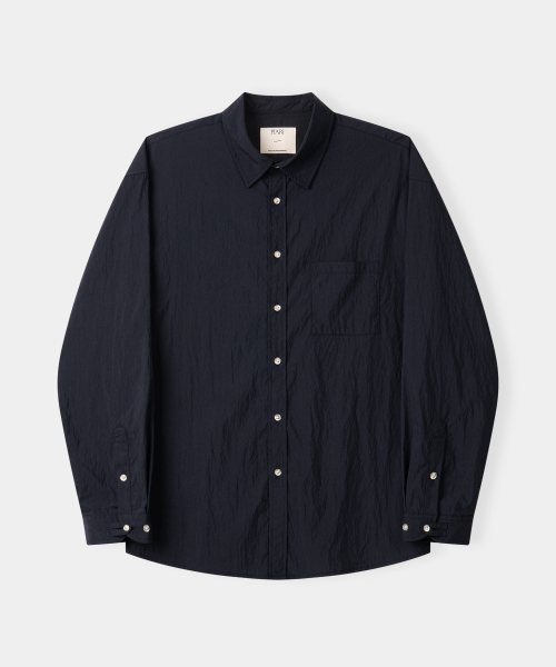 Нейлоновая рубашка с жатым эффектом и косым карманом (Deep Navy)