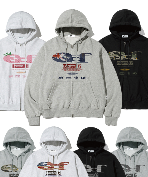 Pattern ESCF Logo Collage Print Two-Way Hooded Zip-Up [22color] preview