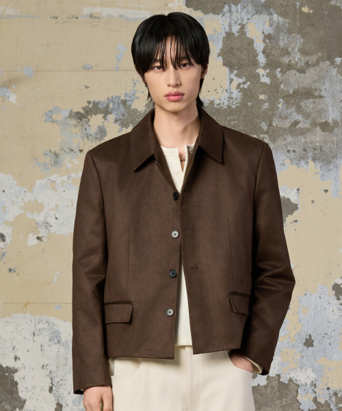 25 FW укороченная куртка с воротником мак_замша (Khaki Brown)