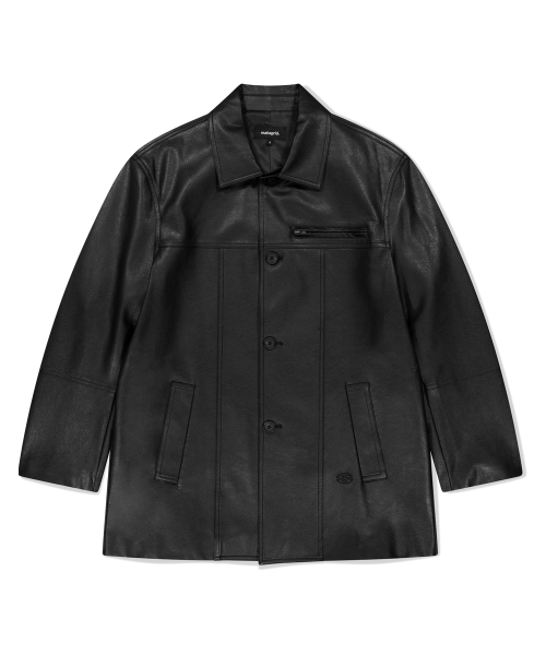 FAUX LEATHER CARCOAT BLACK(MG2FFMC840A)