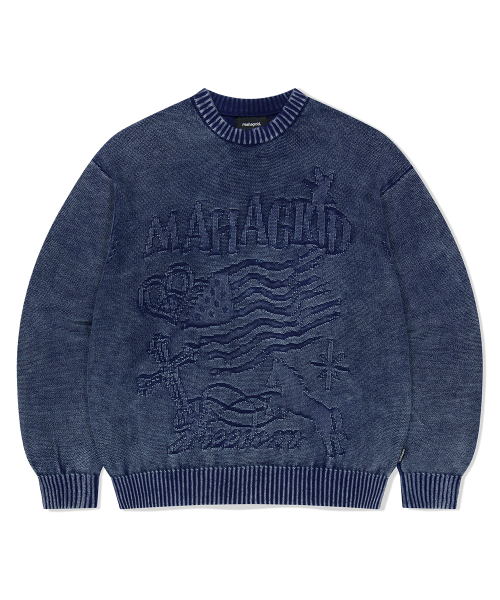 PIGMENT FLAG KNIT SWEATER BLUE(MG2FFMK602A)