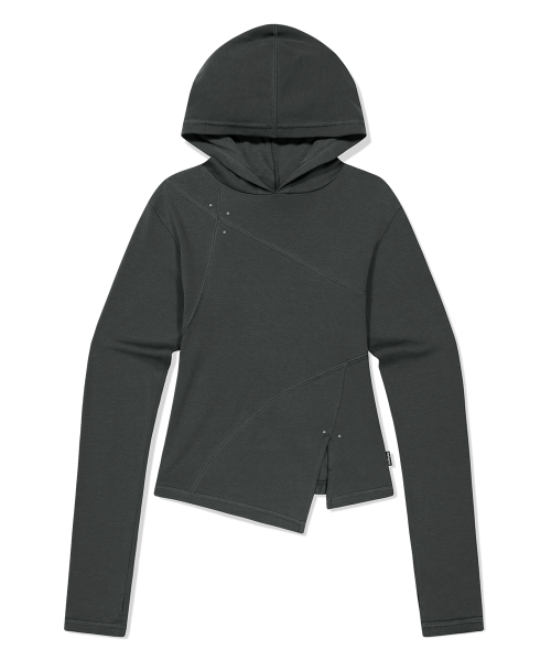 CURVED SLIM HOODIE GREY(MG2FFFM419A)