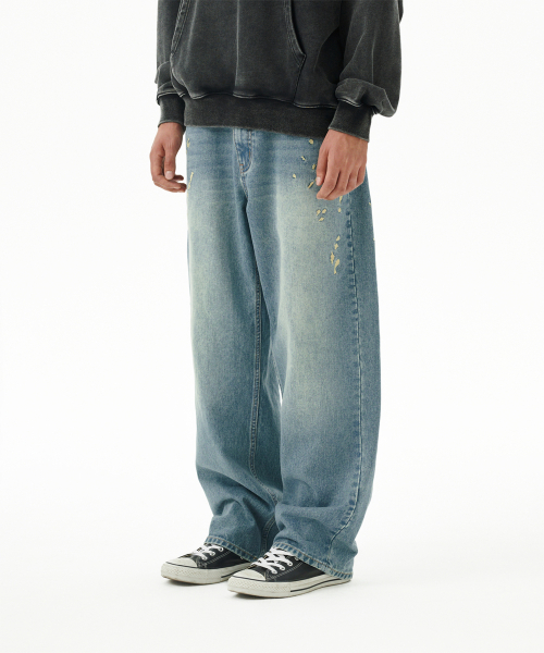 EMB SPLATTER DENIM PANT BLUE(MG2FFMD110A)