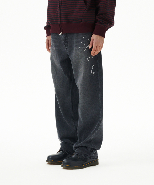 EMB SPLATTER DENIM PANT BLACK(MG2FFMD111A)